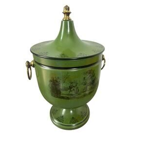 Vintage‎ Green Italy Italian numbered Toleware Lidded Urn Ice Bucket